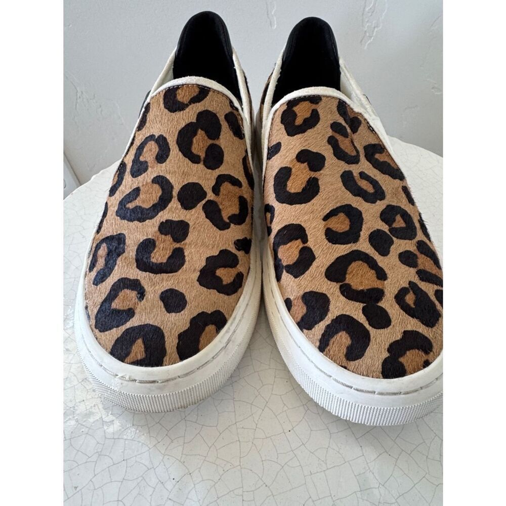 UGG ALAMEDA Spotty Leopard Print Slip-On Sneakers Tan Brown Calf Hair Size 8 EUC - Picture 10 of 12